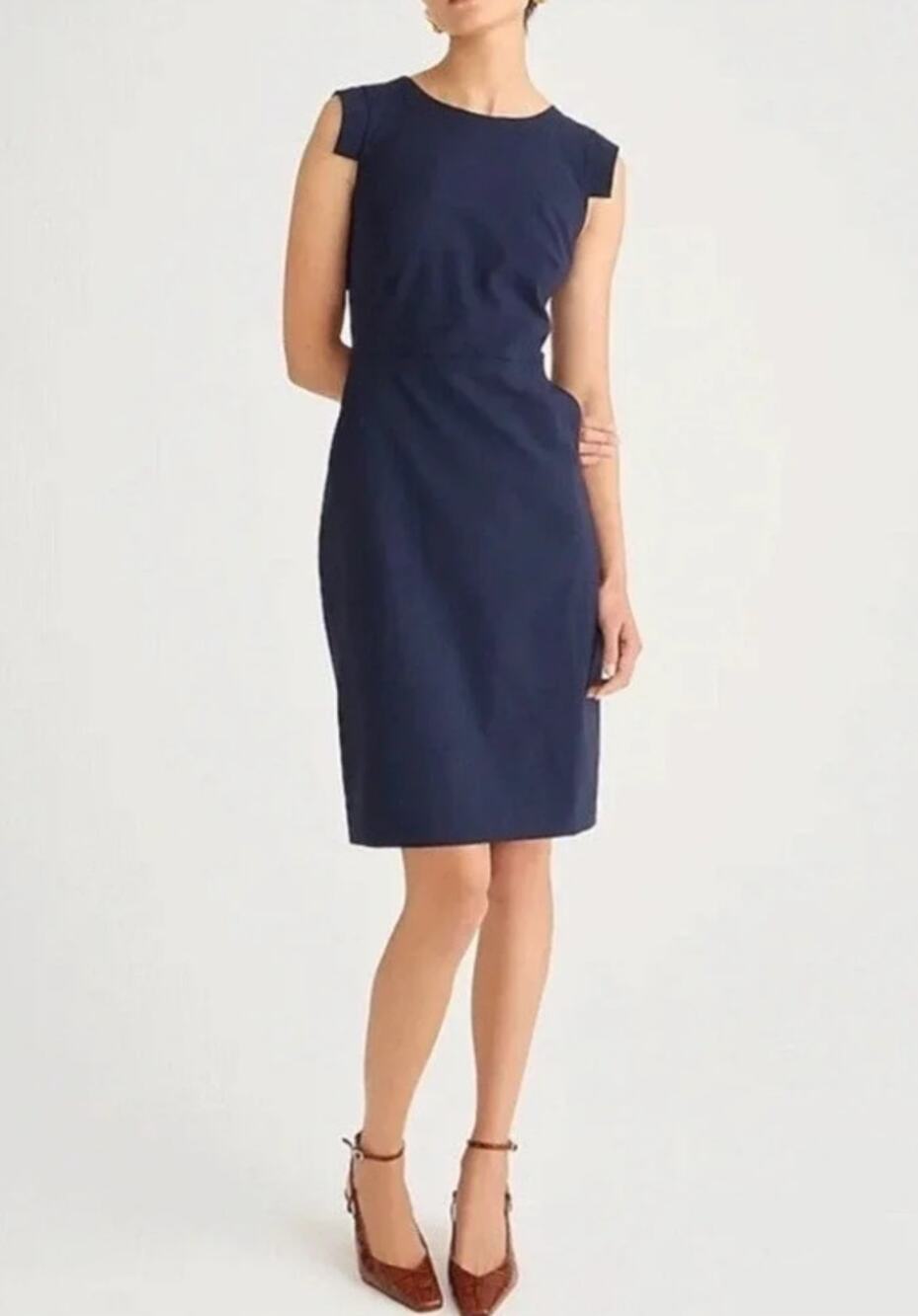 J.Crew Resume Dress NEW size 16 Navy Blue C9102 Italian Stretch Wool Career